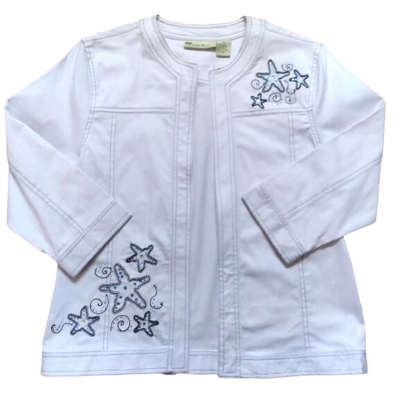 NWOT 𝅺Palm Harbour | Open Front Embroidered Starfish & Rhinestone Jacket - Picture 5 of 10